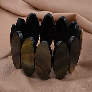 Gray Shell Inlay Stretch Bracelet with Matching Color Resin (7.50 in)