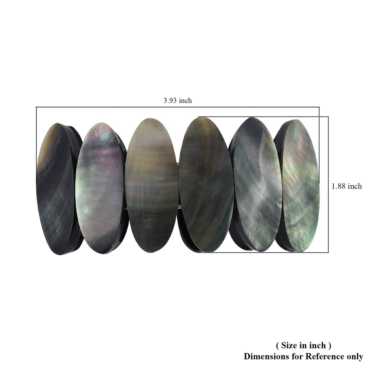 Gray Shell Inlay Stretch Bracelet with Matching Color Resin (7.50 in) image number 3