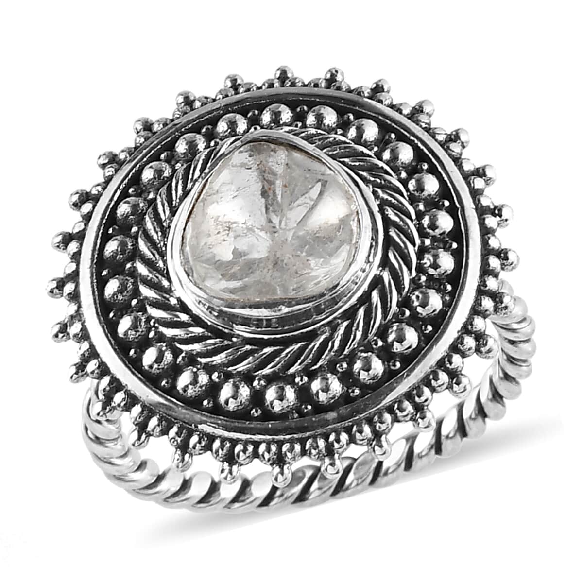 Polki Diamond Mandala Ring in Sterling Silver (Size 7.0) 0.33 ctw image number 0