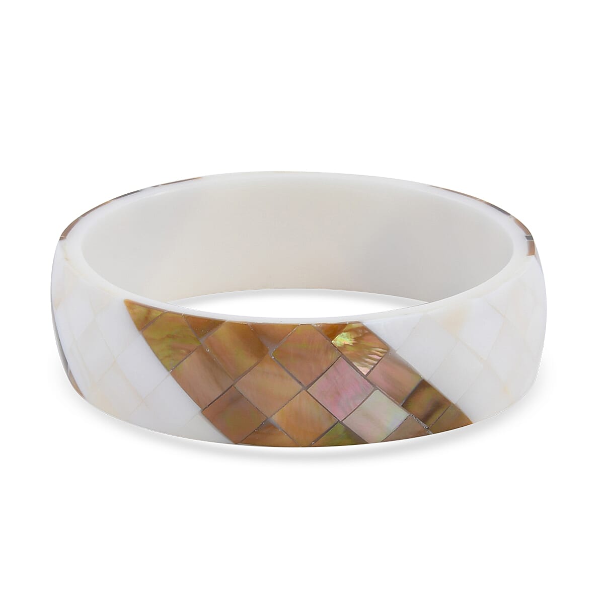 Inlay Shell With White Resin Bangle Bracelet (7.50 in) image number 0