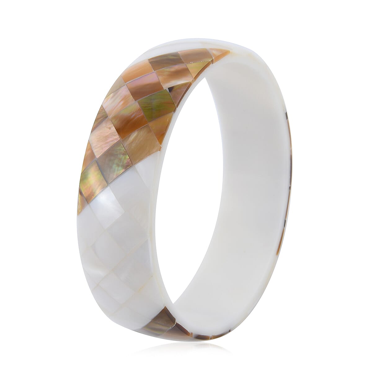Inlay Shell With White Resin Bangle Bracelet (7.50 in) image number 3