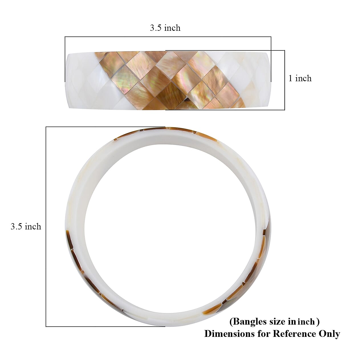 Inlay Shell With White Resin Bangle Bracelet (7.50 in) image number 4