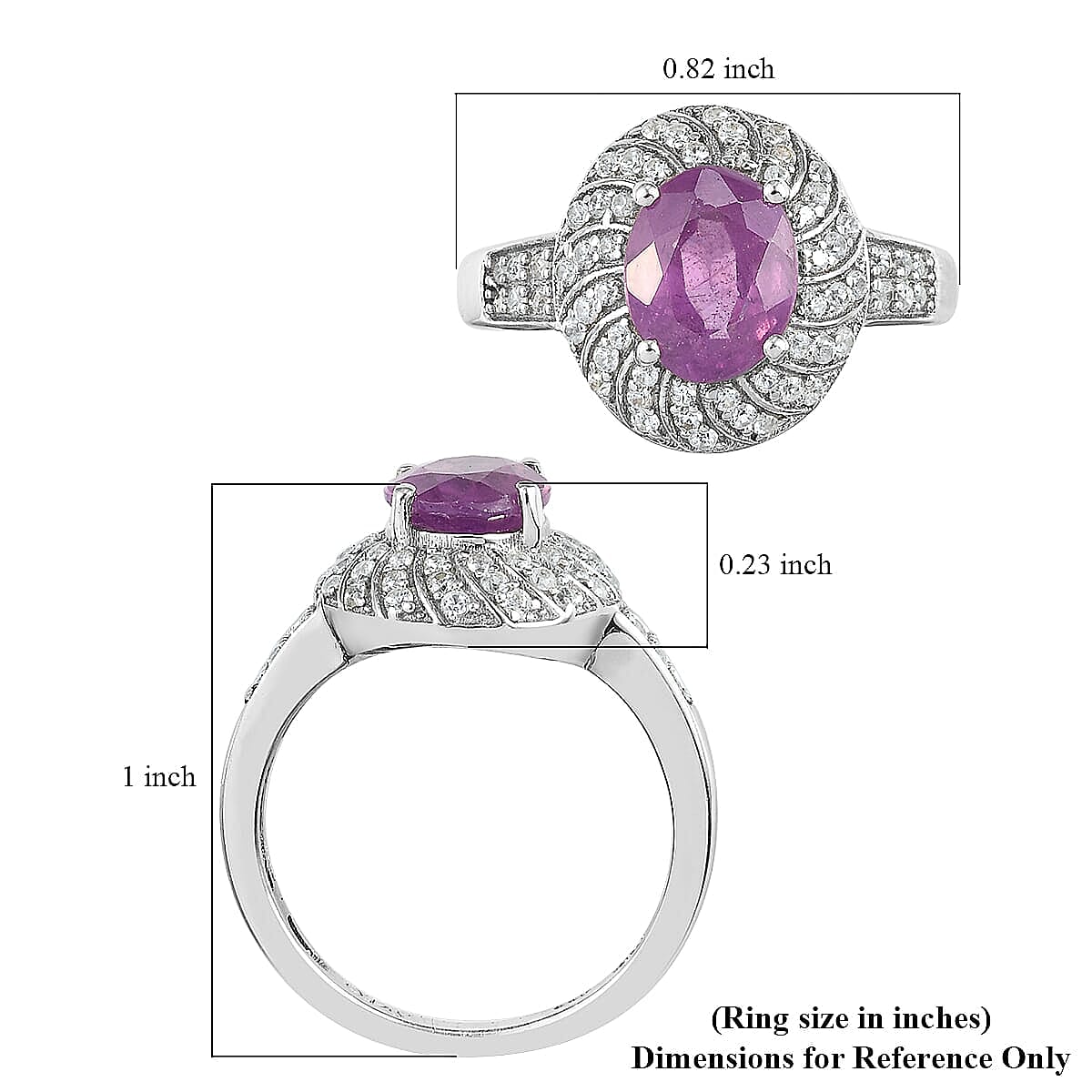 Ilakaka Hot Pink Sapphire and Zircon Cocktail Ring in Platinum Over Sterling Silver (Size 6.0) 3.15 ctw image number 5