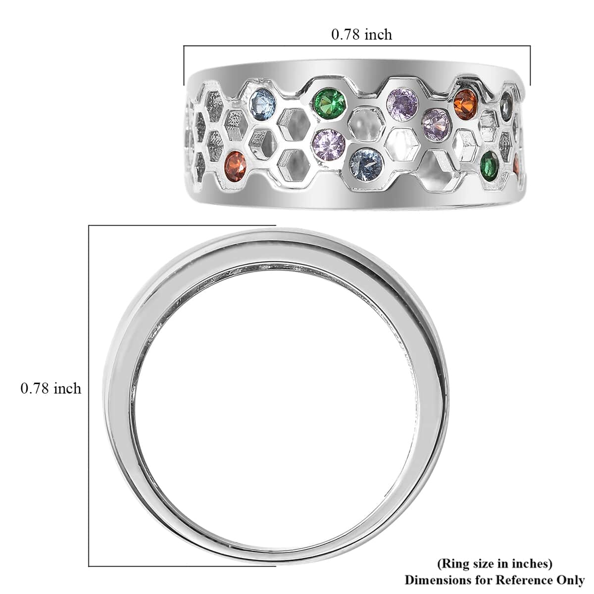 Simulated Multi Color Diamond Band Ring in Silvertone 0.40 ctw image number 5