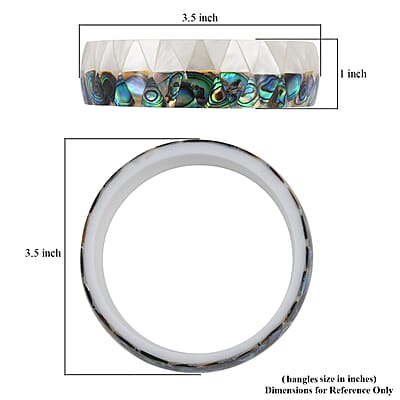 Shell Inlay with White Resin Bangle Bracelet (7.50 In)