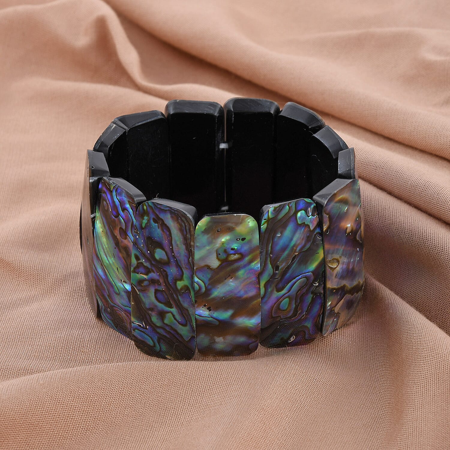 Handcrafted Abalone Shell with Resin Stretch Bracelet (7.50 in)