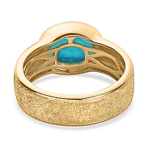 Sleeping Beauty Turquoise 1.80 ctw Solitaire Ring in Vermeil Yellow Gold Over Sterling Silver (Size 6.5) (5.55 g)