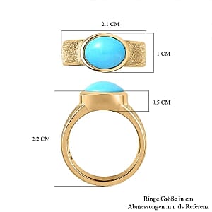 Sleeping Beauty Turquoise 1.80 ctw Solitaire Ring in Vermeil Yellow Gold Over Sterling Silver (Size 6.5) (5.55 g)