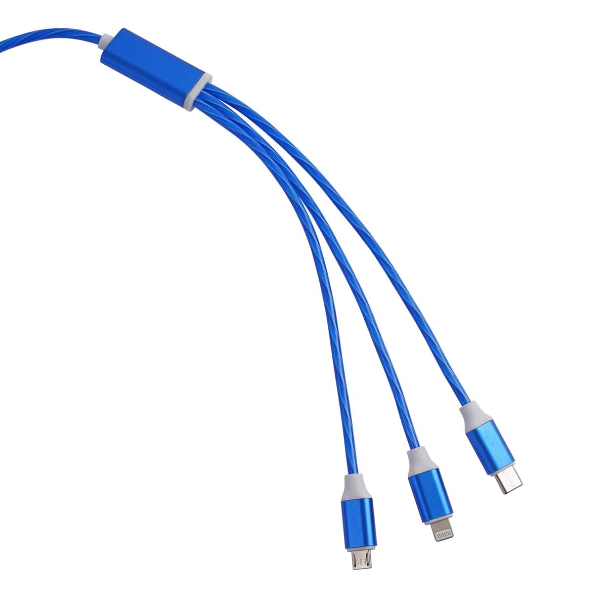 2pcs Set 3 in 1 Light Moving Charging Cable - Blue (47.24") image number 2