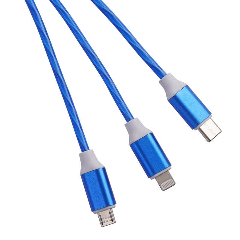 2pcs Set 3 in 1 Light Moving Charging Cable - Blue