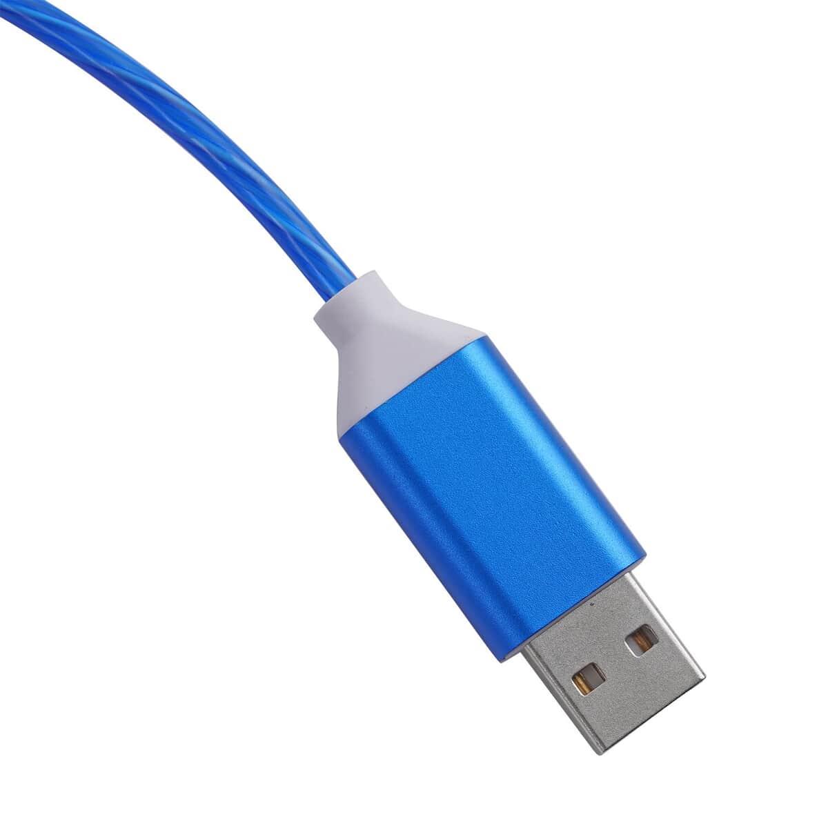 2pcs Set 3 in 1 Light Moving Charging Cable - Blue (47.24") image number 4