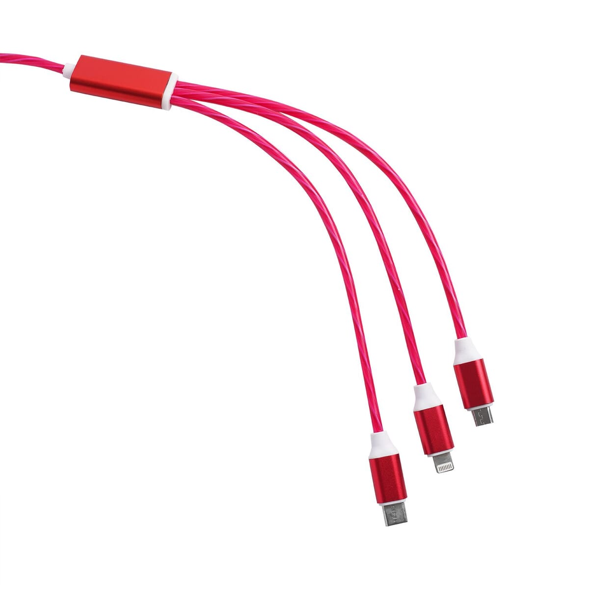 2pcs Set 3 in 1 Light Moving Charging Cable - Red image number 2