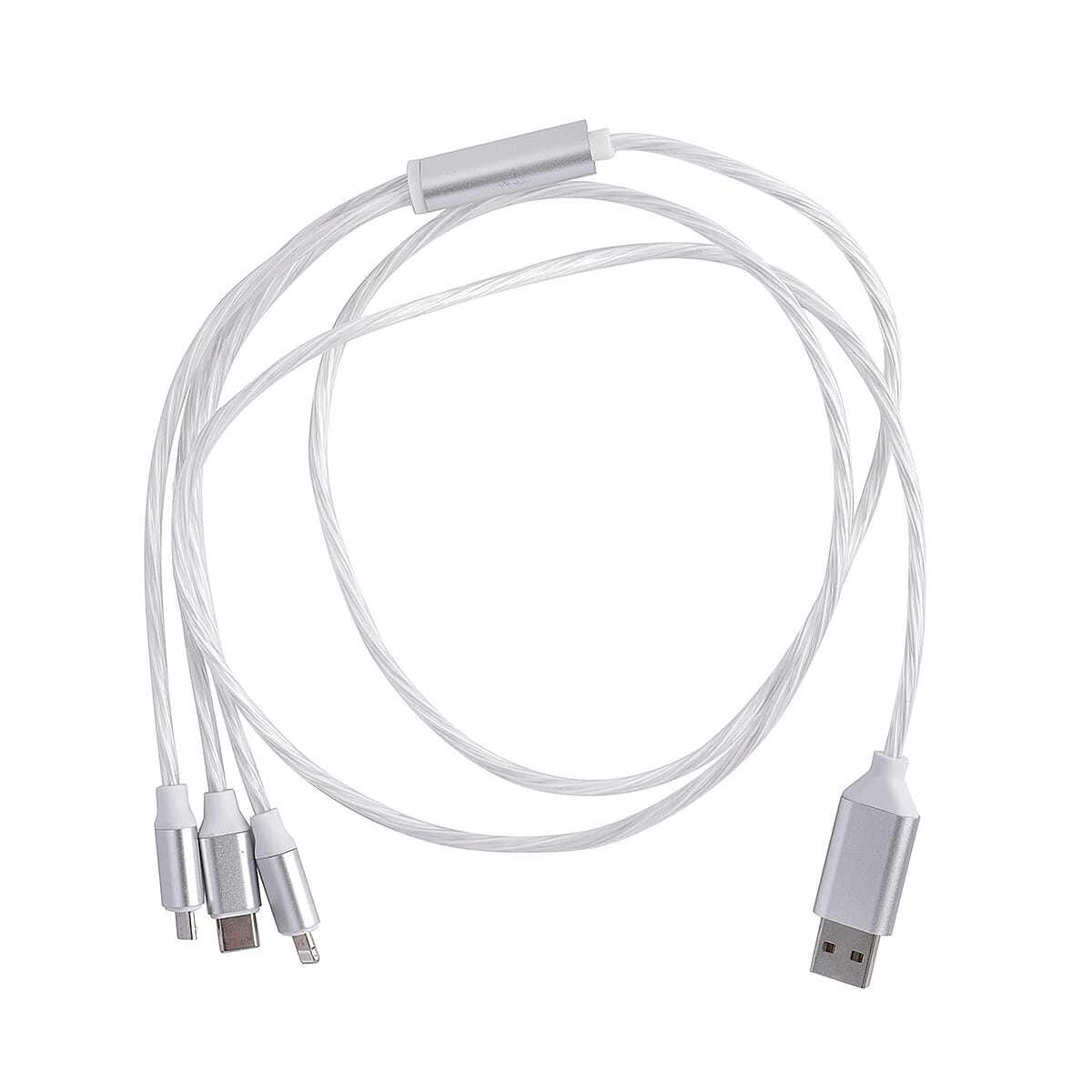 2pcs Set 3 in 1 Light Moving Charging Cable - White (47.24) image number 0