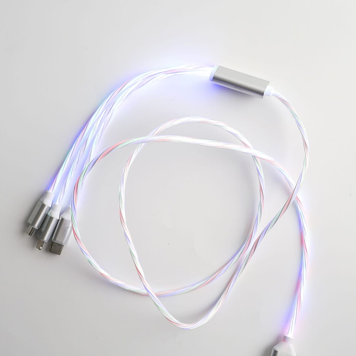 2pcs Set 3 in 1 Light Moving Charging Cable - White (47.24) image number 1