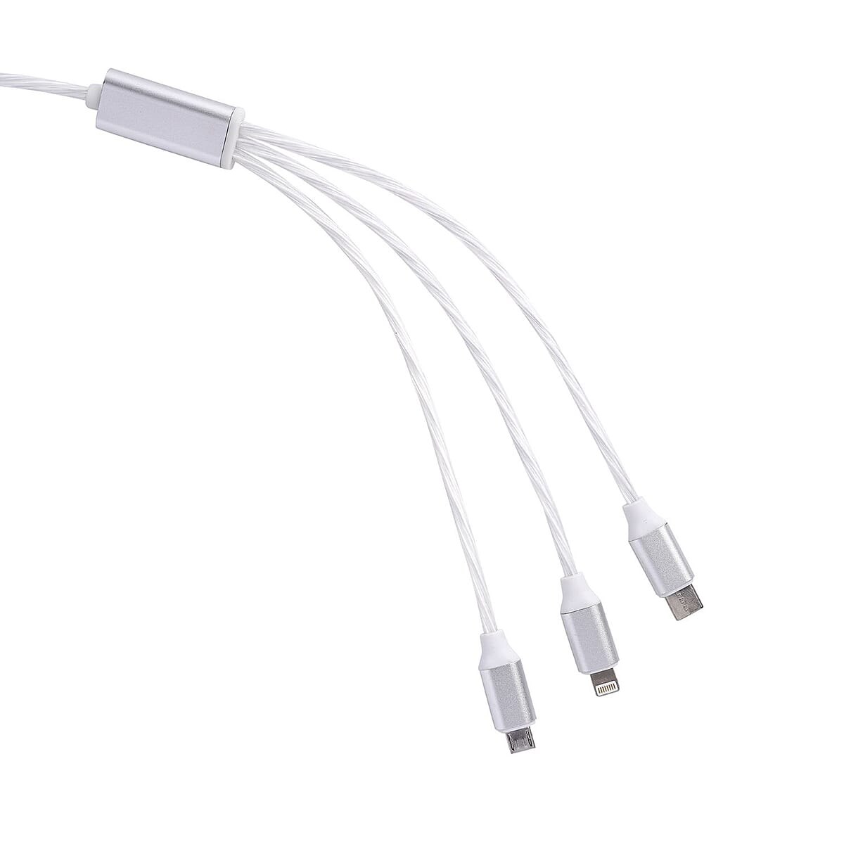2pcs Set 3 in 1 Light Moving Charging Cable - White (47.24) image number 2