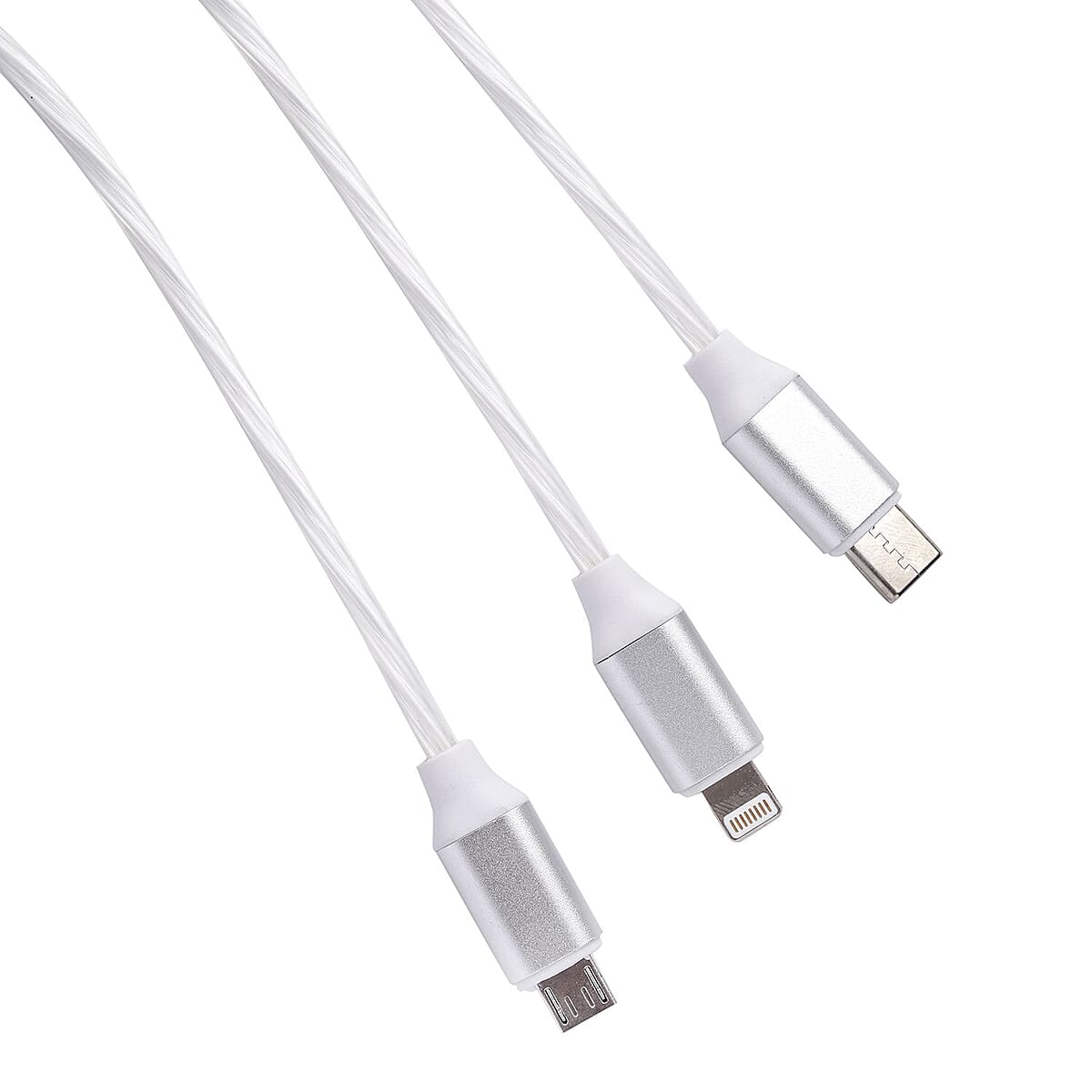 2pcs Set 3 in 1 Light Moving Charging Cable - White (47.24) image number 3