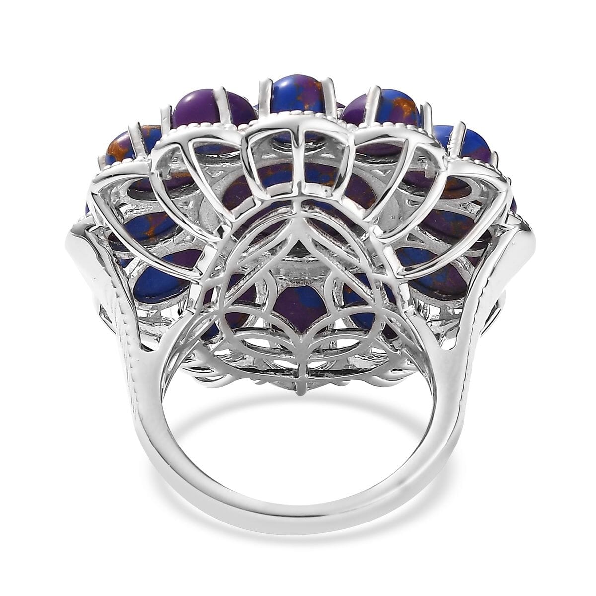 TLV Karis Mojave Purple Turquoise Floral Ring in Platinum Bond (Size 11.0) 16.35 ctw image number 4