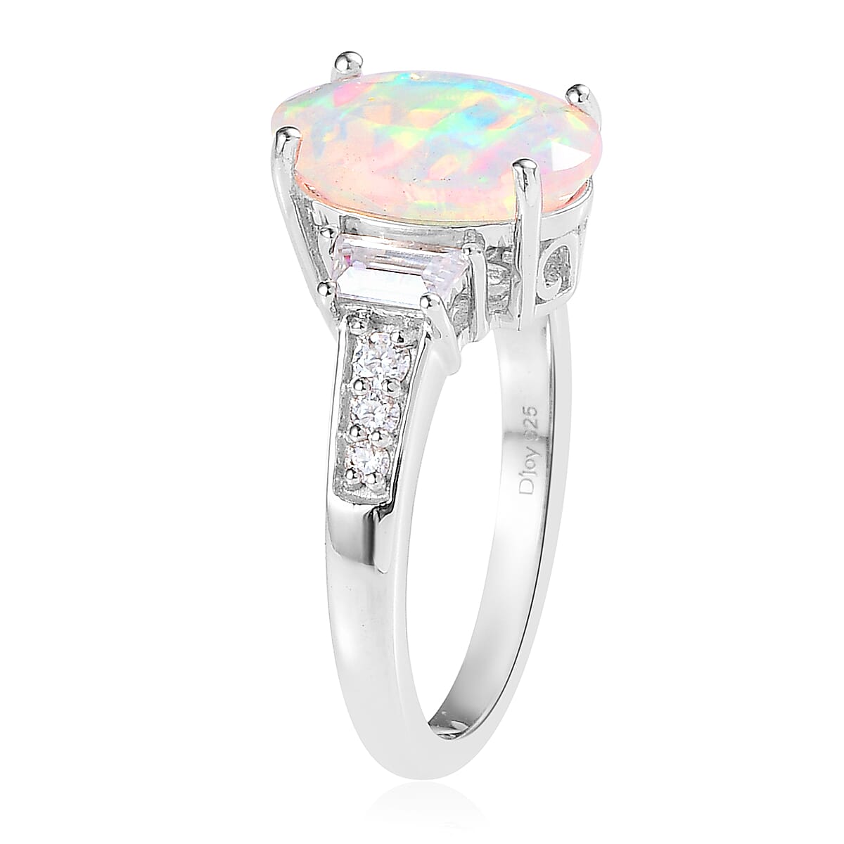Premium Ethiopian Welo Opal and Moissanite Ring in Platinum Over Sterling Silver (Size 10.0) 2.40 ctw