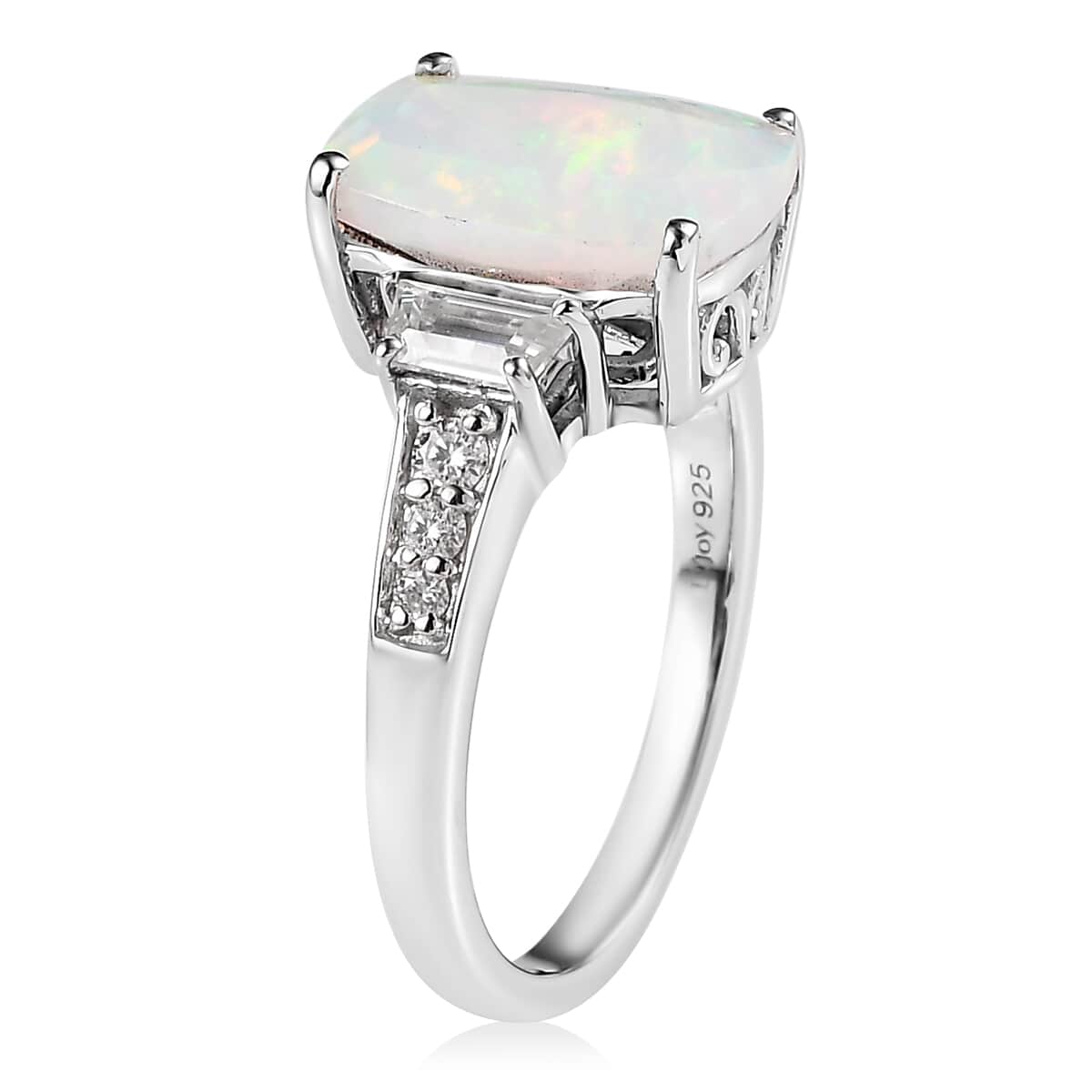 Premium Ethiopian Welo Opal and Moissanite Ring in Platinum Over Sterling Silver (Size 6.0) 2.65 ctw image number 4