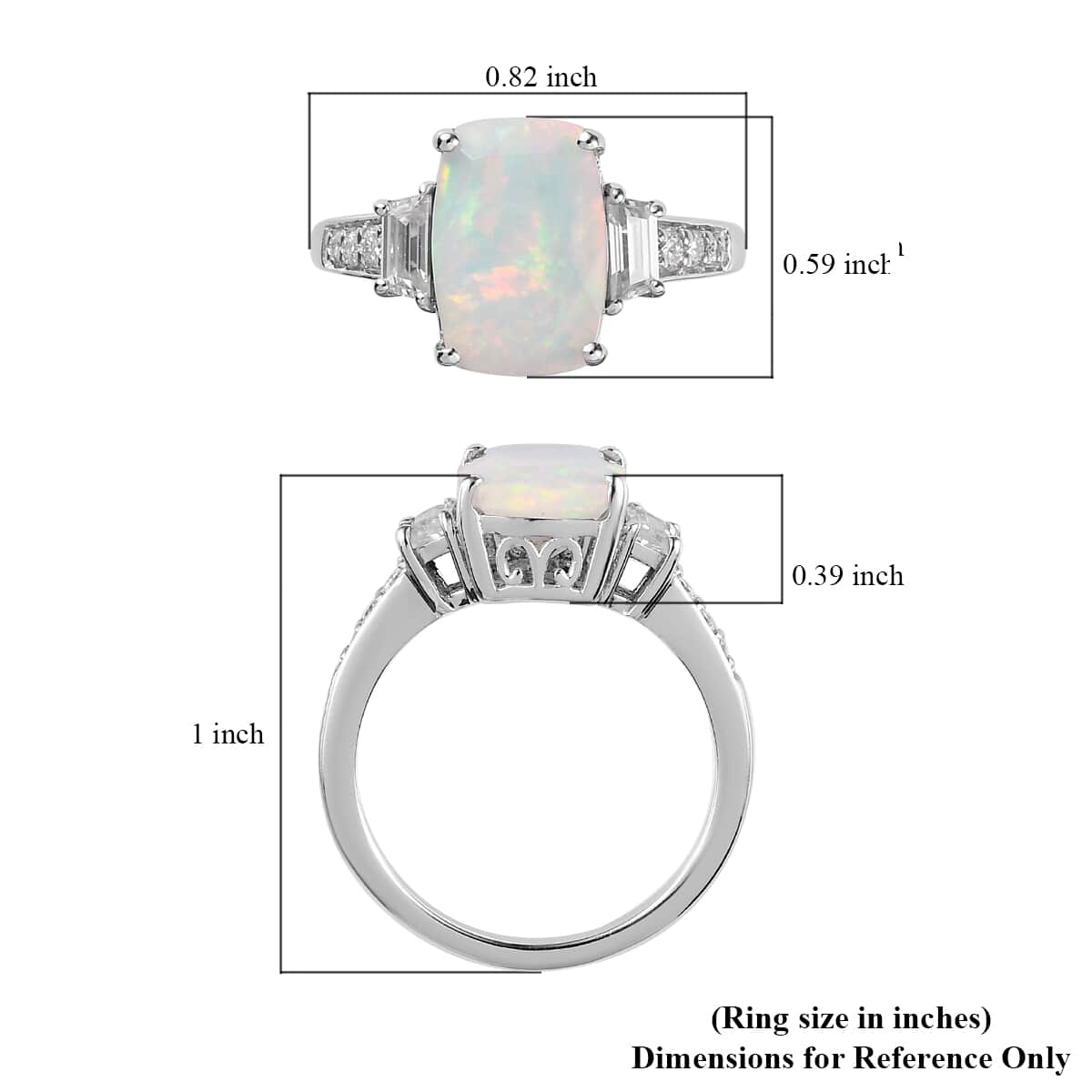 Premium Ethiopian Welo Opal and Moissanite Ring in Platinum Over Sterling Silver (Size 6.0) 2.65 ctw image number 6