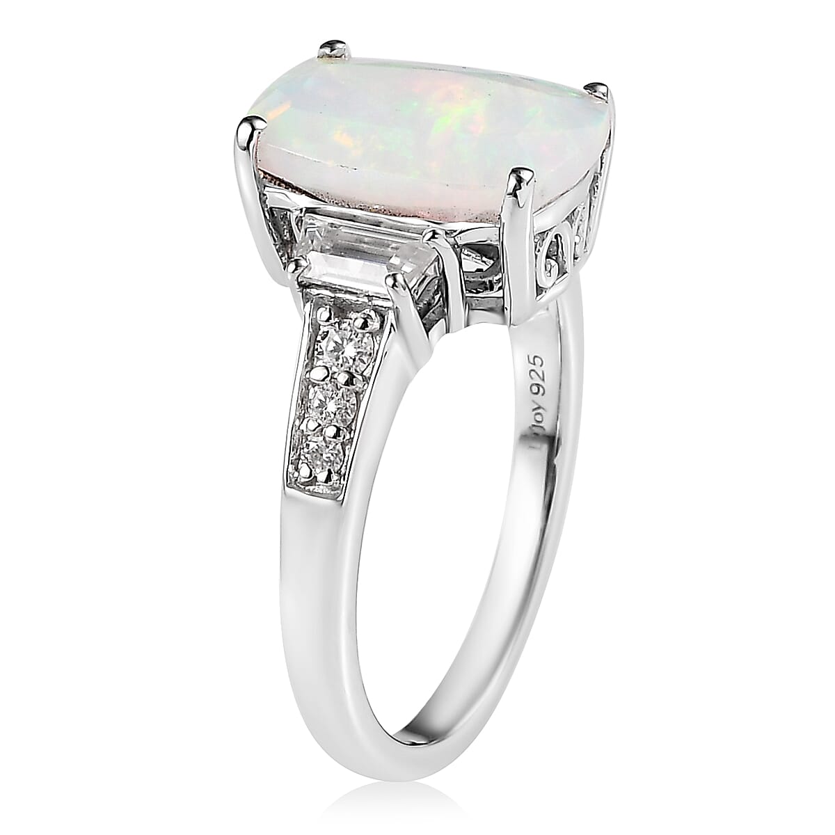 Premium Ethiopian Welo Opal and Moissanite Ring in Platinum Over Sterling Silver (Size 7.0) 2.65 ctw image number 4