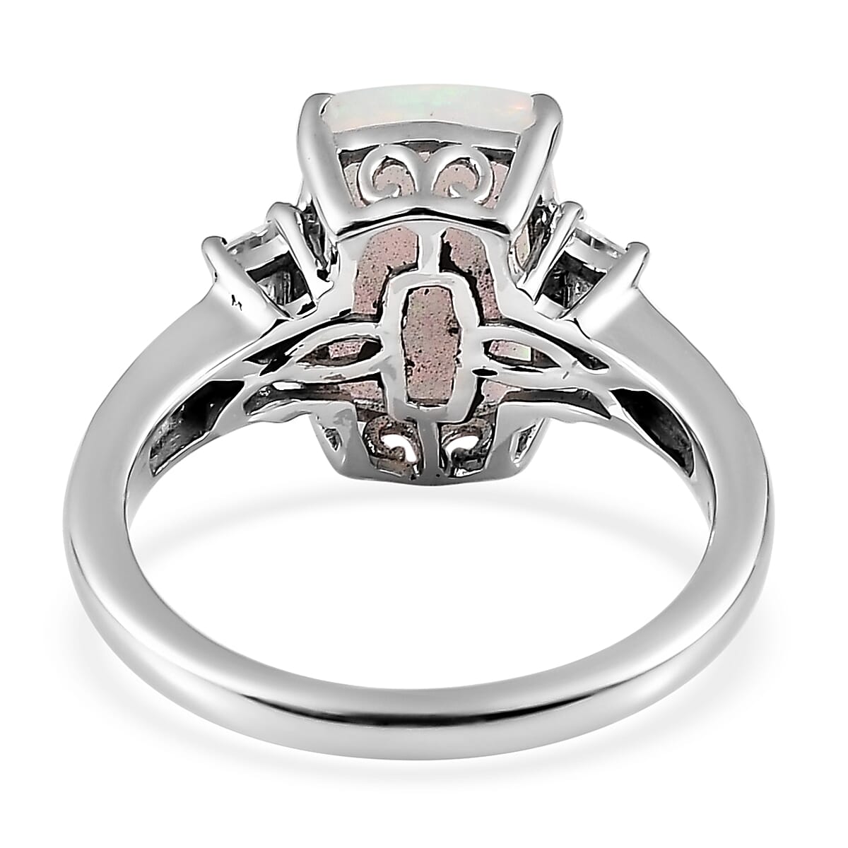 Premium Ethiopian Welo Opal and Moissanite Ring in Platinum Over Sterling Silver (Size 7.0) 2.65 ctw image number 5