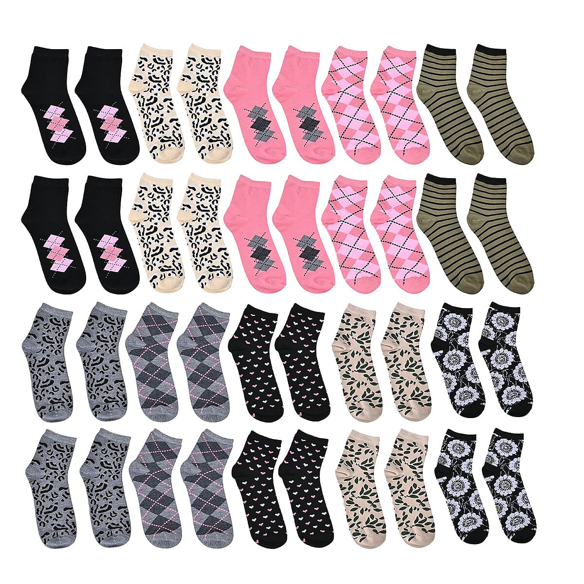 Multi Color Set of 20 Pair Ankle Socks image number 0