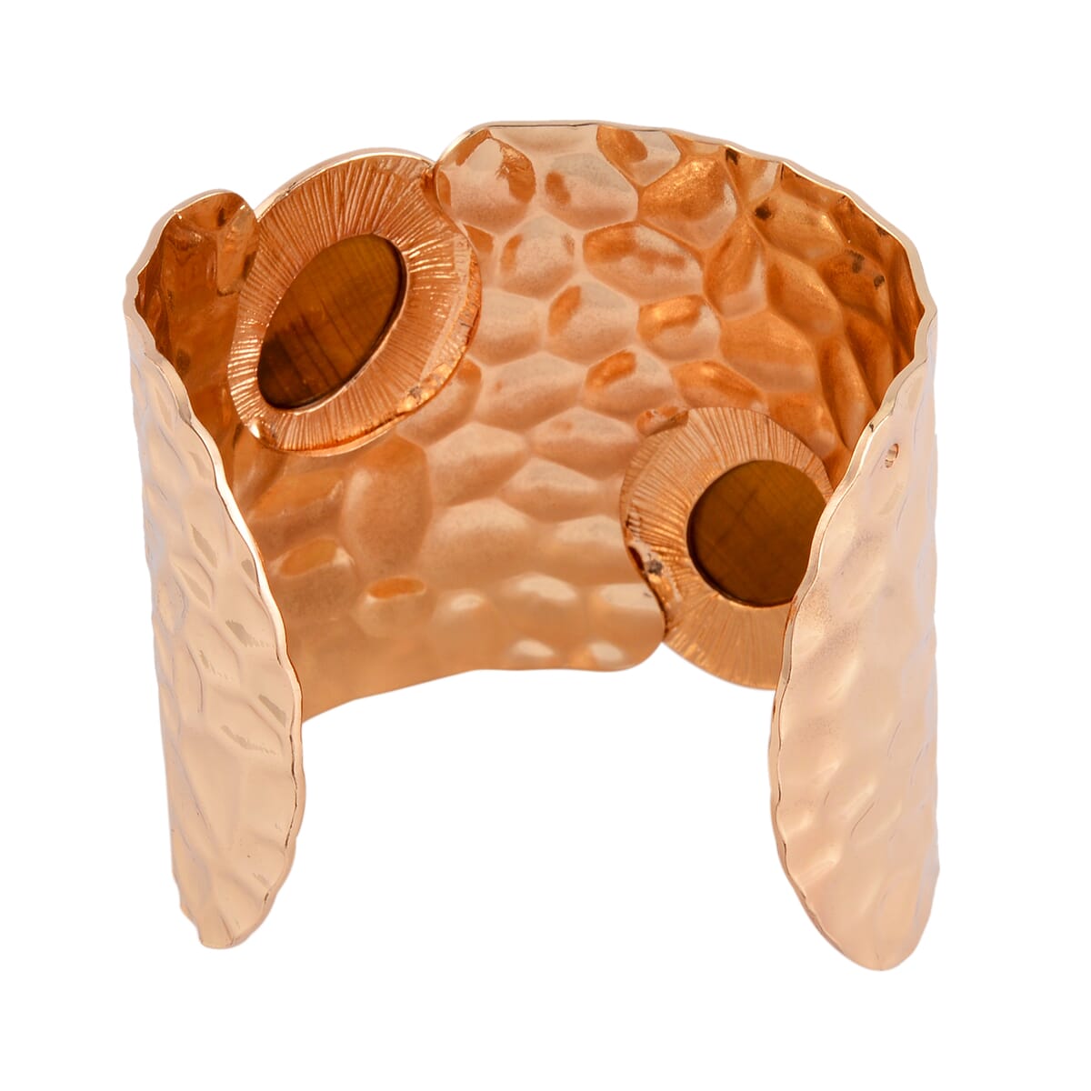 Yellow Tiger's Eye Cuff Bracelet in Goldtone (7.50 In) 4.00 ctw image number 4