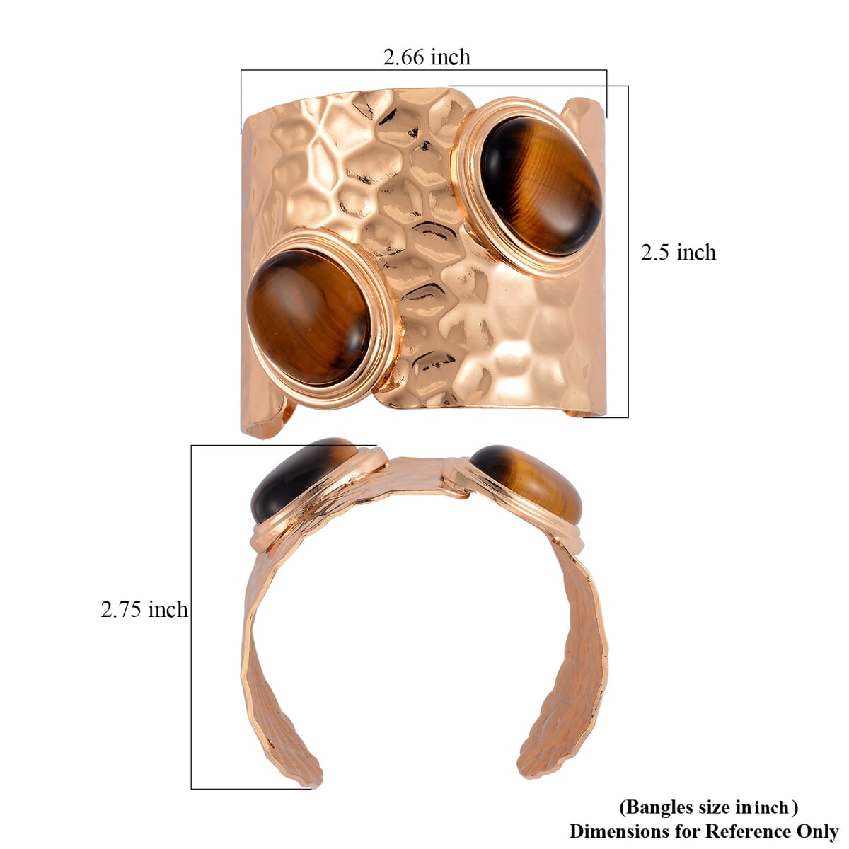 Yellow Tiger's Eye Cuff Bracelet in Goldtone (7.50 In) 4.00 ctw image number 5