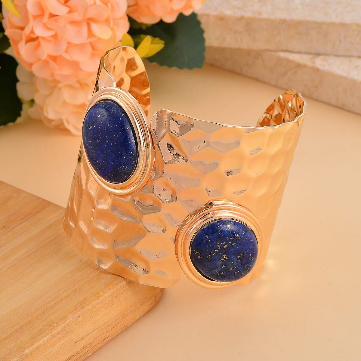 Lapis Lazuli Cuff Bracelet in Goldtone (7.50 In) 4.00 ctw image number 1