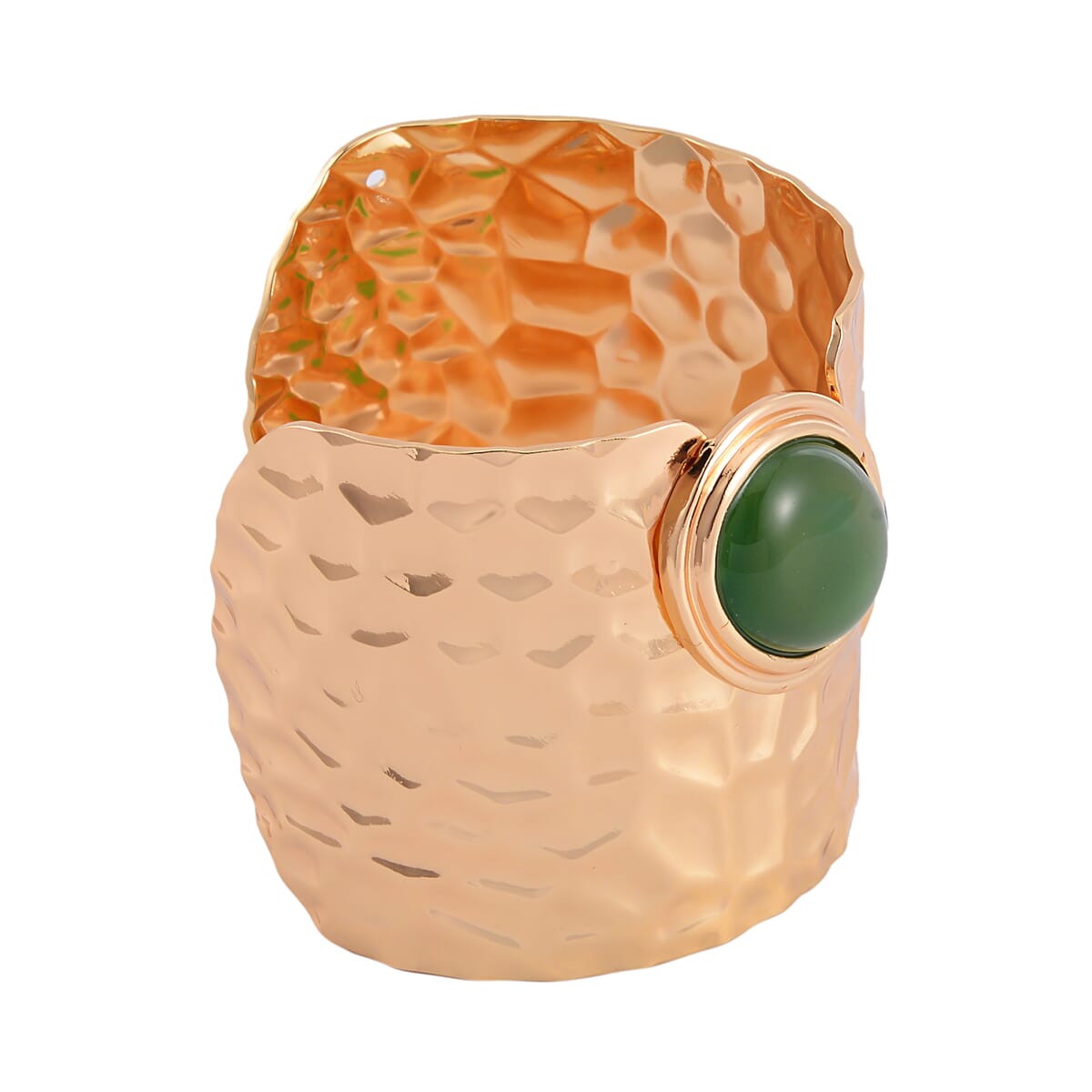 Green Onyx Cuff Bracelet in (7.50 In) in Goldtone 4.00 ctw image number 3