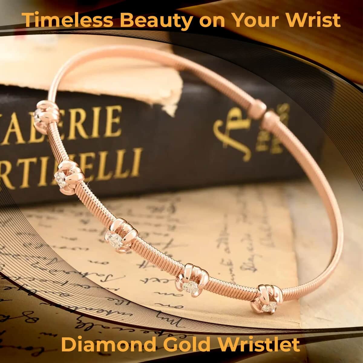 Modani Diamond Wristlet, 14K Rose Gold Wristlet, G, VVS Diamonds Wristlet, Diamond Bangle Bracelet, Gold Bangle Bracelet, Diamond Gifts For Her (7.15 g) 0.40 ctw (6.25 in) image number 1