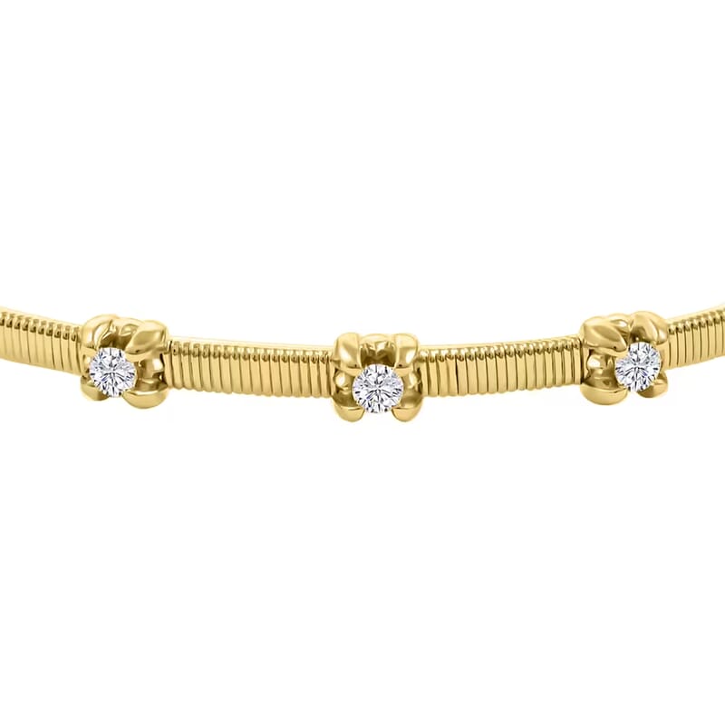 Modani Diamond Wristlet, 14K Yellow Gold Wristlet, G, VVS Diamonds 0.40 ctw Wristlet, Diamond Bangle Bracelet, Gold Bangle Bracelet, Diamond Gifts For Her (7.15 g) (6.25 in)