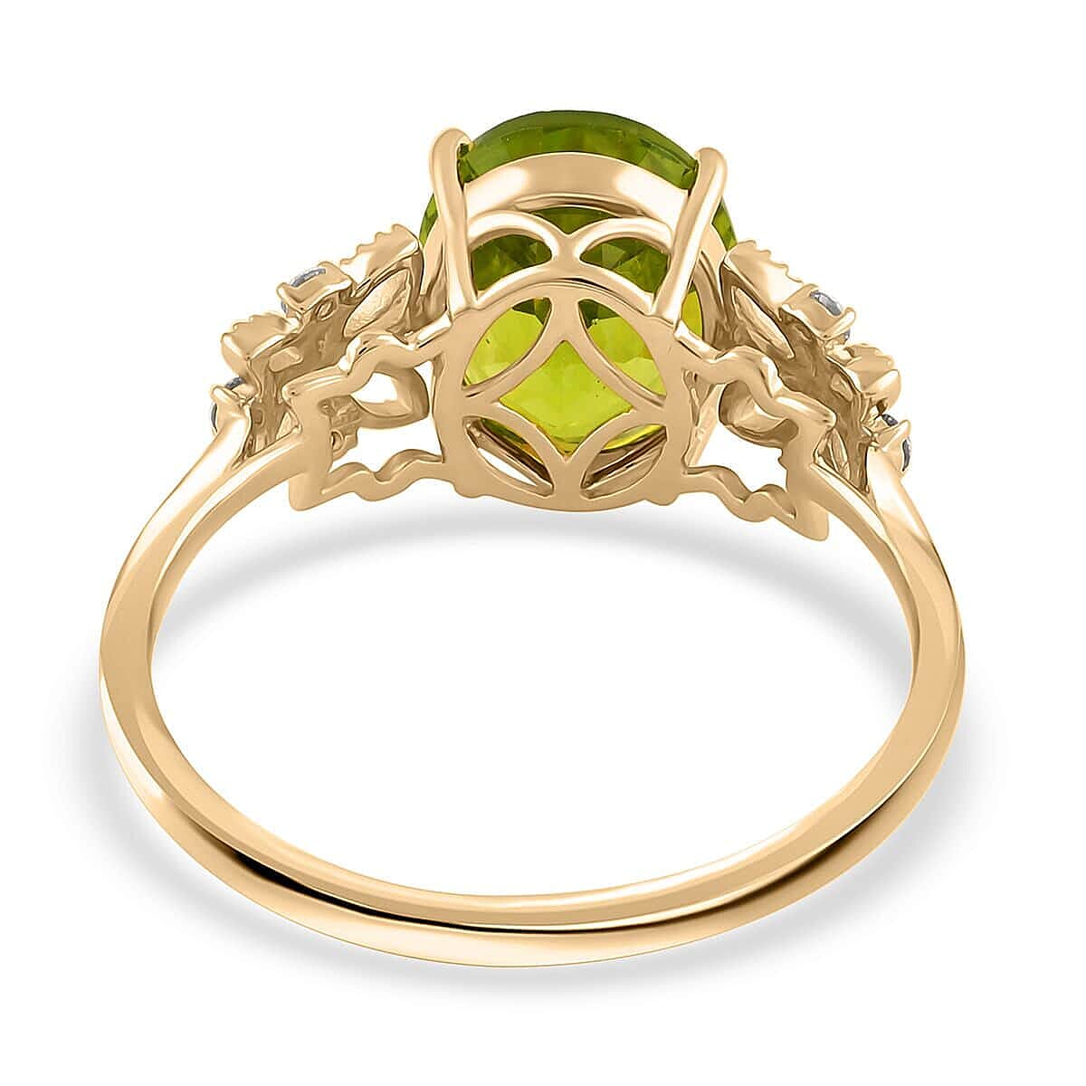 Certified and Appraised Luxoro 10K Yellow Gold AAA Peridot and I1 Diamond Ring (Size 10.0) 4.20 ctw