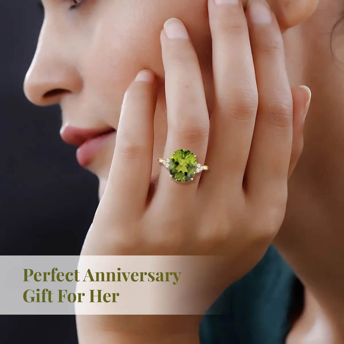 Certified & Appraised Luxoro 10K Yellow Gold AAA Peridot, Diamond (G-H, SI) Ring (Size 10.0) 5.00 ctw image number 4