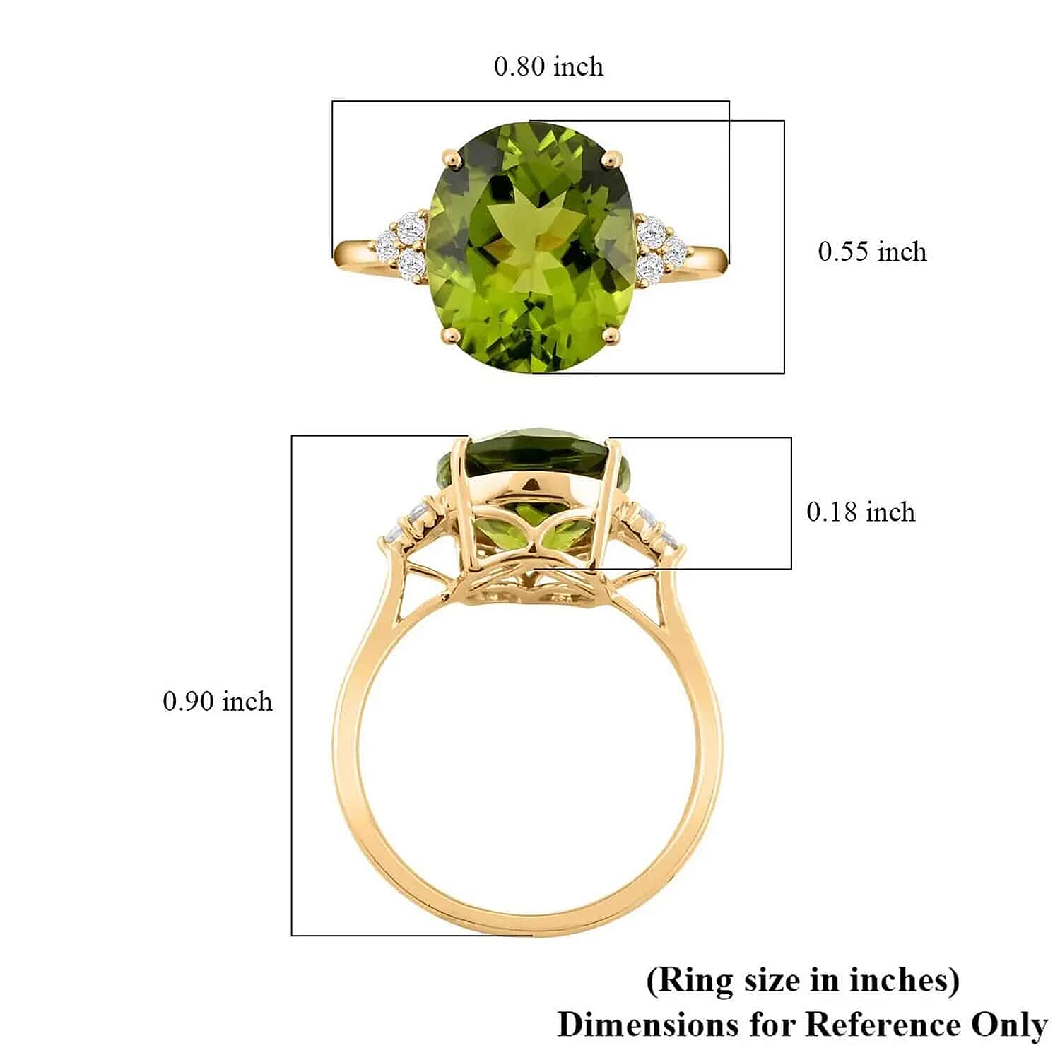 Certified & Appraised Luxoro 10K Yellow Gold AAA Peridot and G-H SI Diamond Ring (Size 10.0) 5.05 ctw