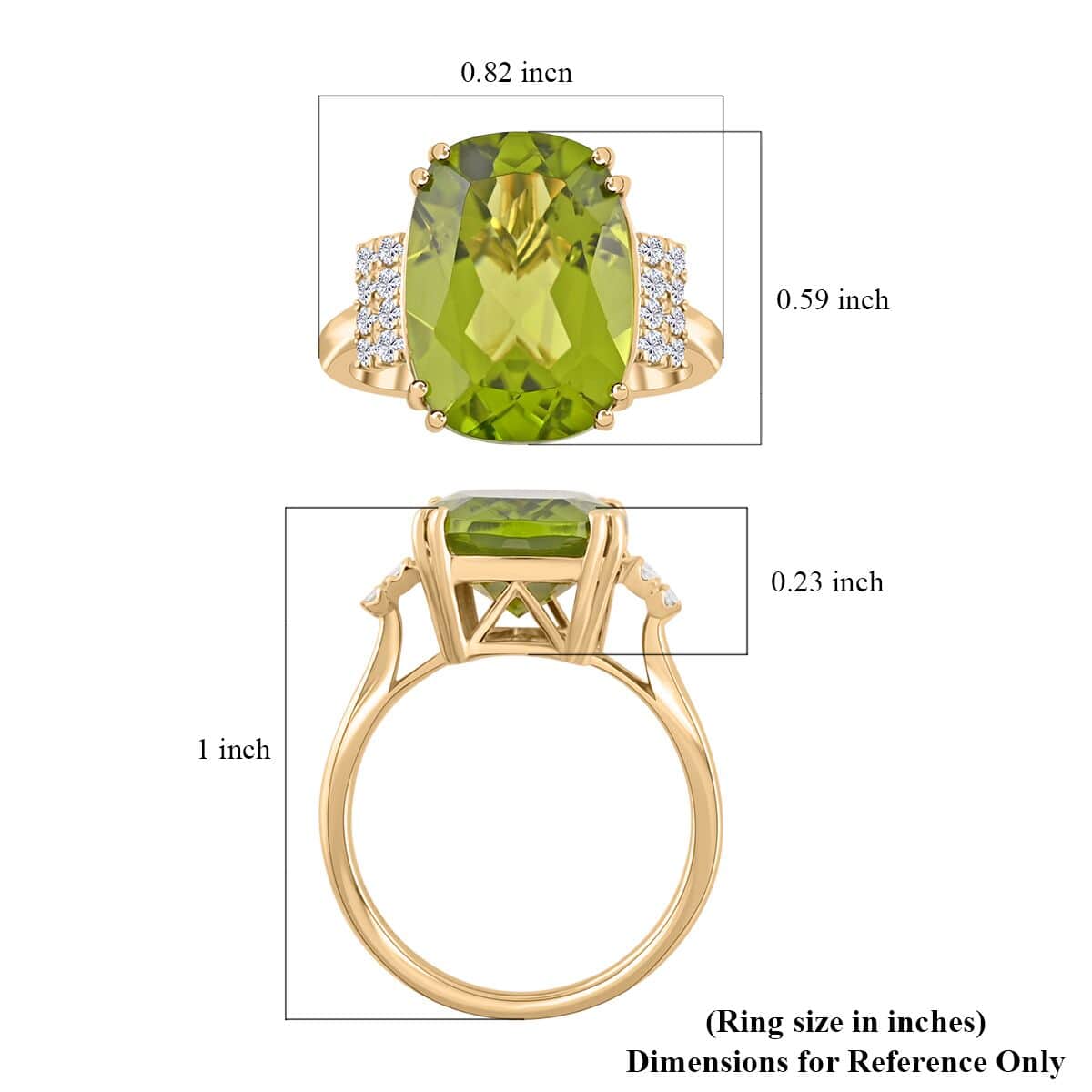 Certified and Appraised Luxoro 10K Yellow Gold AAA Peridot and I1 Diamond Ring (Size 7.0) 7.00 ctw image number 5