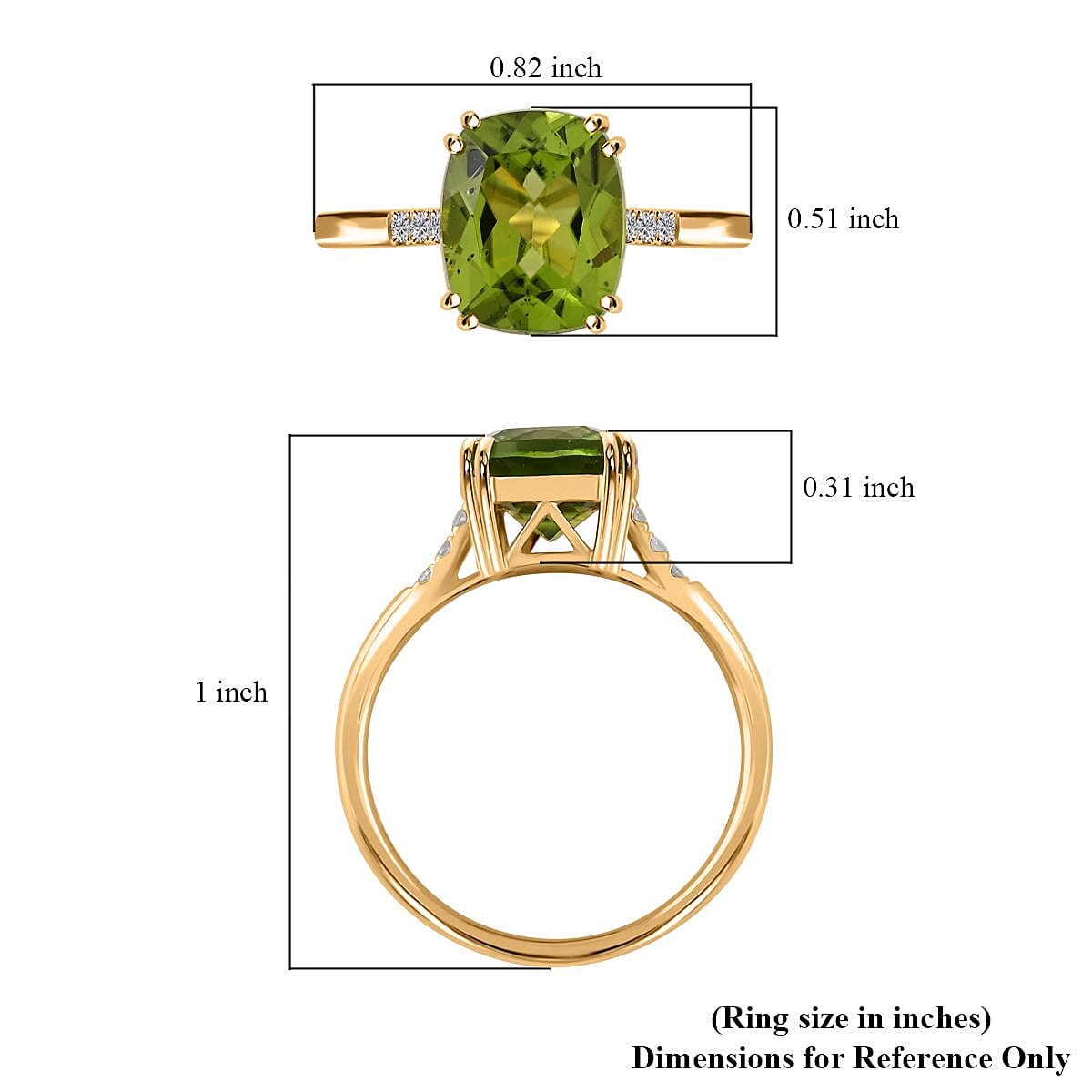 Certified & Appraised Luxoro 10K Yellow Gold AAA Peridot and I1 Diamond Ring (Size 10.0) 4.35 ctw