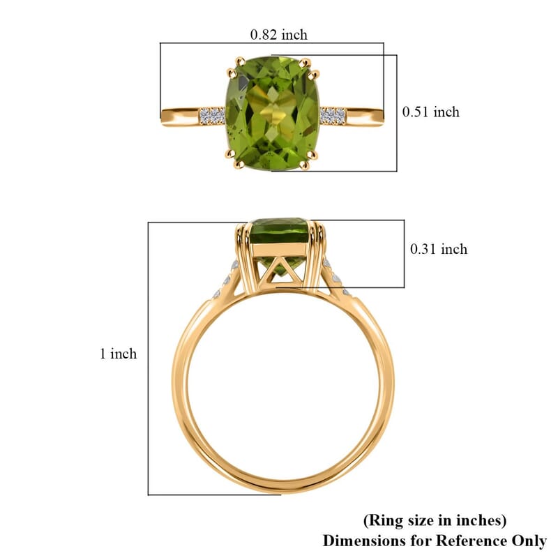 Certified & Appraised Luxoro 10K Yellow Gold AAA Peridot and I1 Diamond Ring (Size 10.0) 4.35 ctw