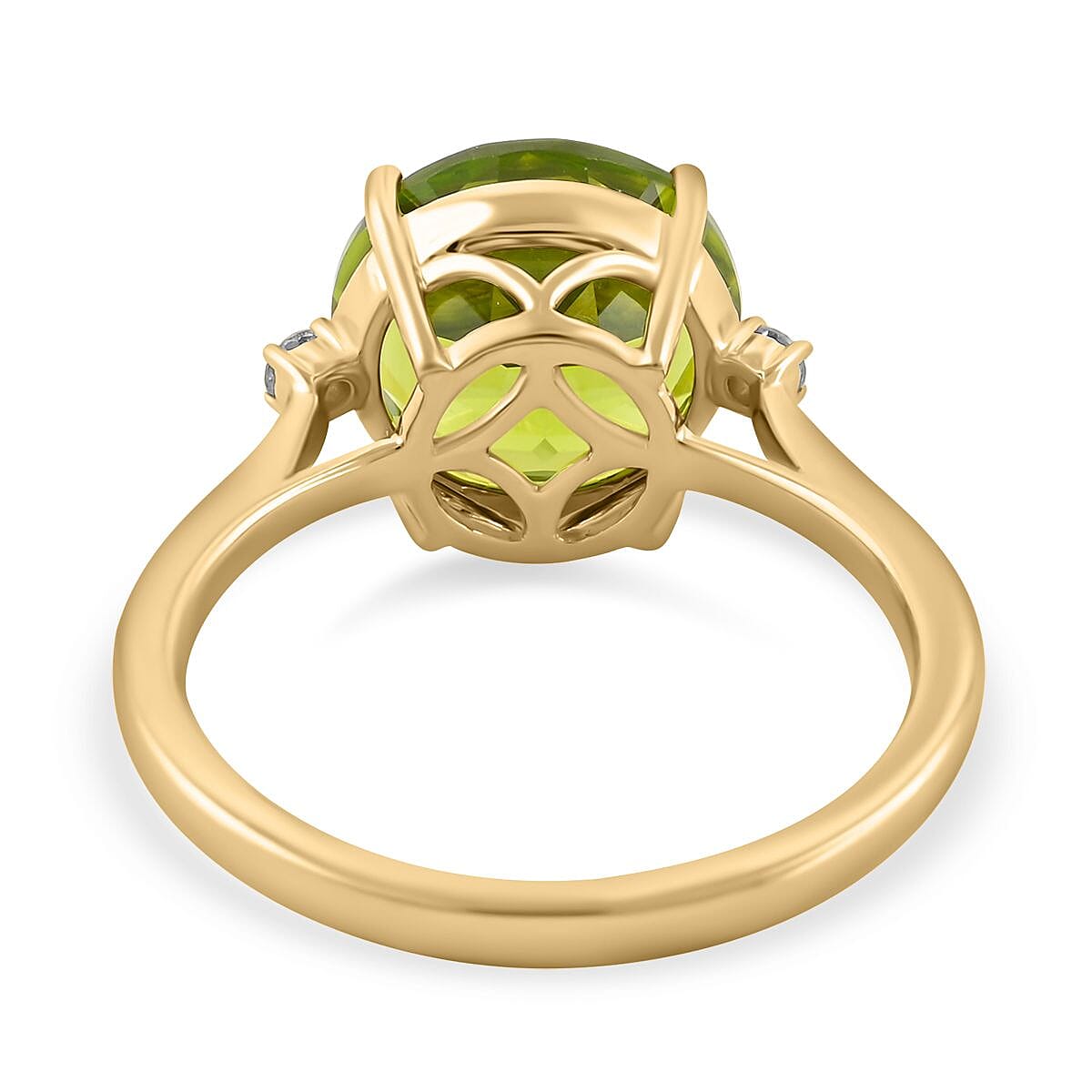 Certified and Appraised Luxoro 10K Yellow Gold AAA Peridot and G-H SI Diamond Ring (Size 10.0) 4.10 ctw