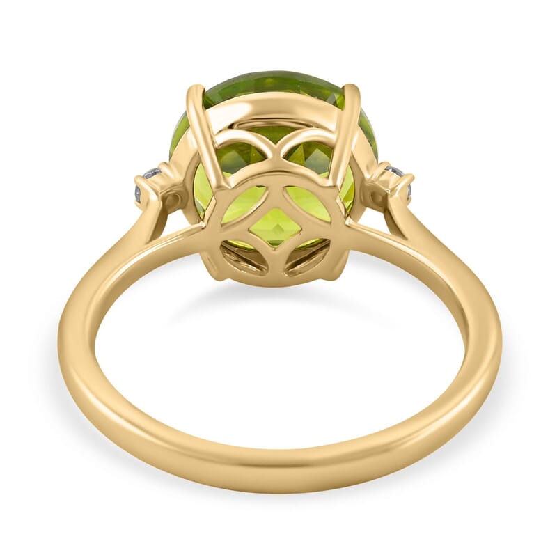 Certified and Appraised Luxoro 10K Yellow Gold AAA Peridot and G-H SI Diamond Ring (Size 10.0) 4.10 ctw