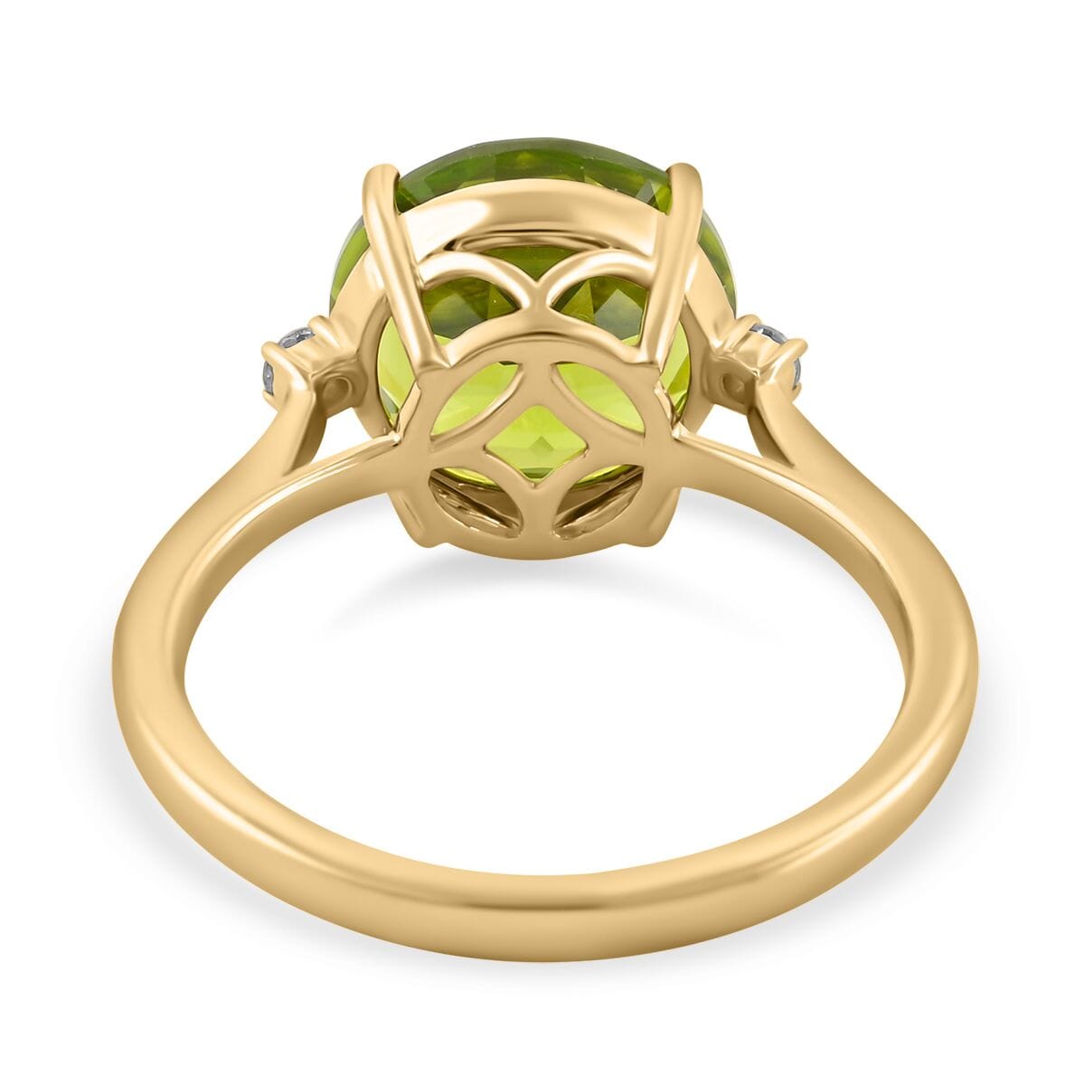 Certified and Appraised Luxoro 10K Yellow Gold AAA Peridot and G-H SI Diamond Ring (Size 9.0) 4.10 ctw image number 4