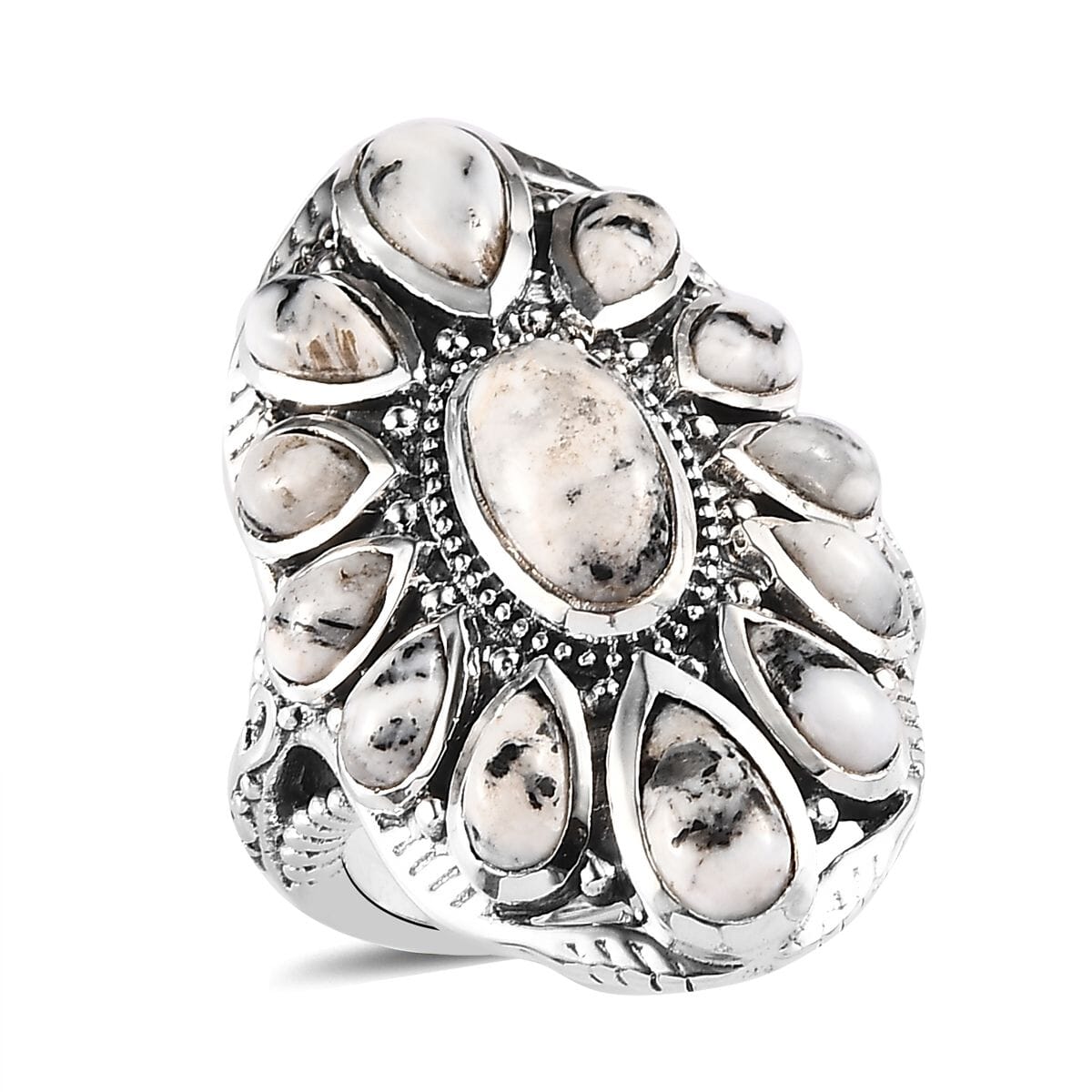 D'Joy Artisan Crafted White Buffalo 5.50 ctw Ring in Sterling Silver (Size 7.0) image number 0
