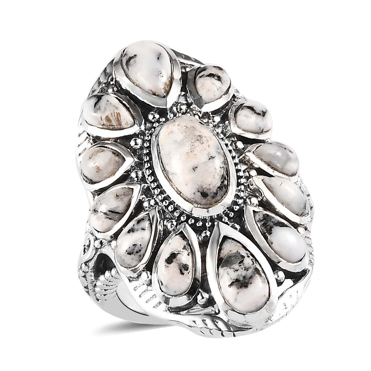 D'Joy Artisan Crafted White Buffalo 5.50 ctw Ring in Sterling Silver (Size 9.0) image number 0