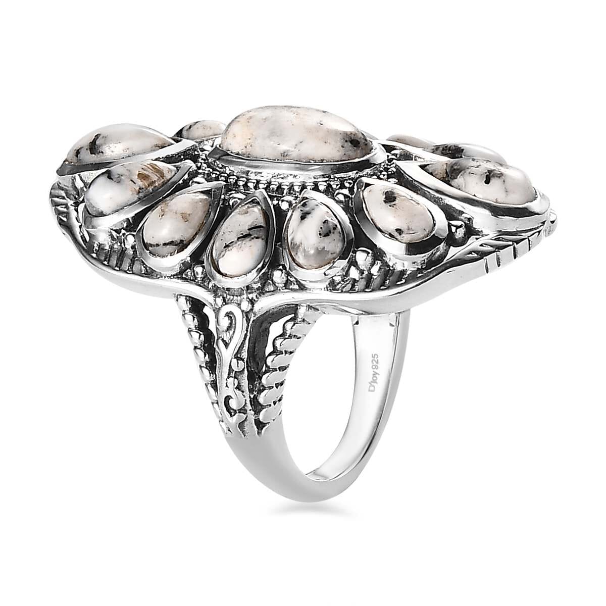 D'Joy Artisan Crafted White Buffalo 5.50 ctw Ring in Sterling Silver (Size 9.0) image number 3