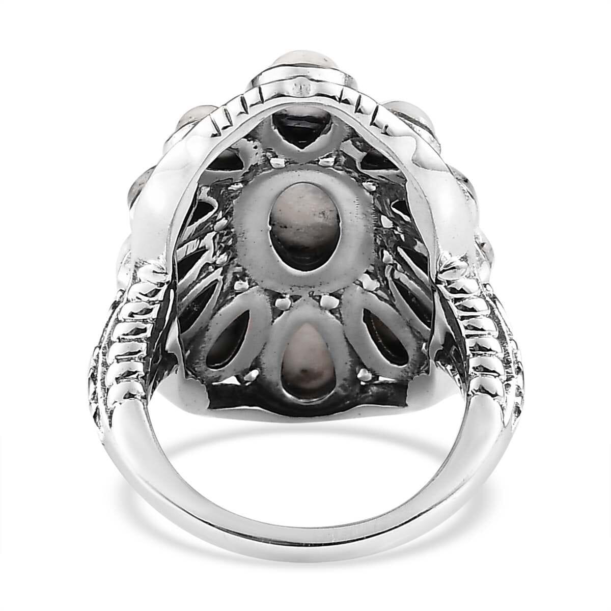 D'Joy Artisan Crafted White Buffalo 5.50 ctw Ring in Sterling Silver (Size 9.0) image number 4