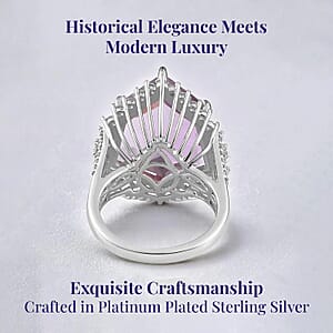 African Amethyst and White Zircon 19.40 ctw Ring in Platinum Over Sterling Silver (Size 6.0)