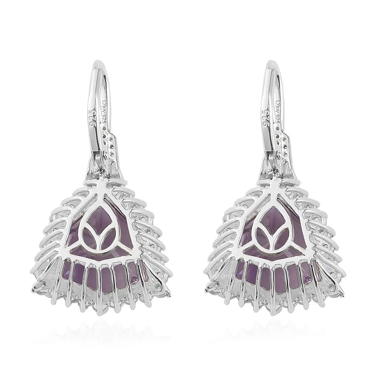 African Amethyst, White Zircon Stud Earrings in Platinum Over Sterling Silver 17.50 ctw image number 7