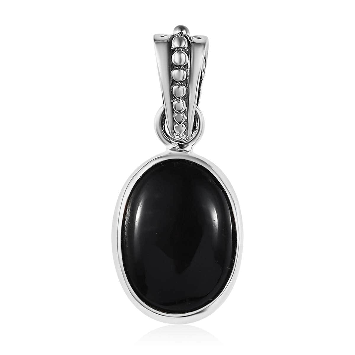 Mexican Velvet Obsidian 5.50 ctw Solitaire Pendant in Sterling Silver  image number 0