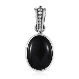 Mexican Velvet Obsidian Solitaire Pendant in Sterling Silver 4.75 ctw
